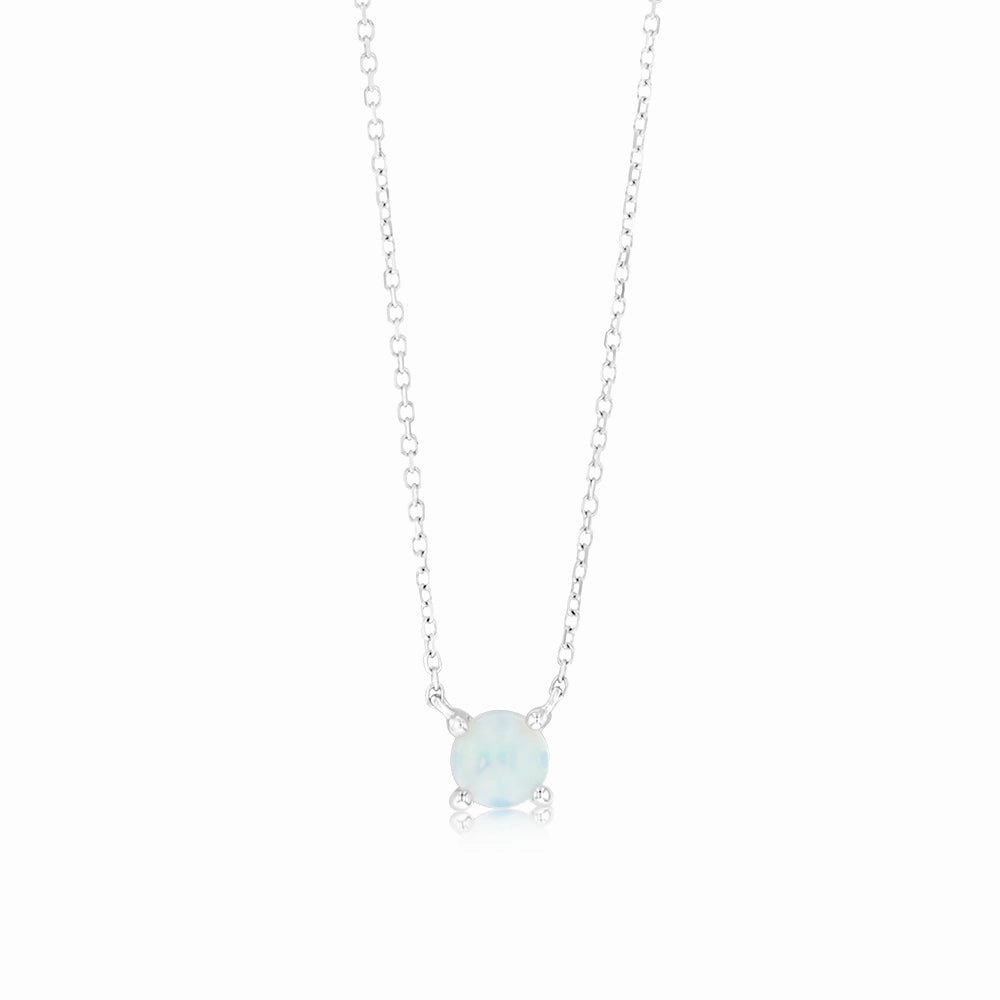 0.40 Carat Opal Pendant with 45cm Chain in 9ct White Gold