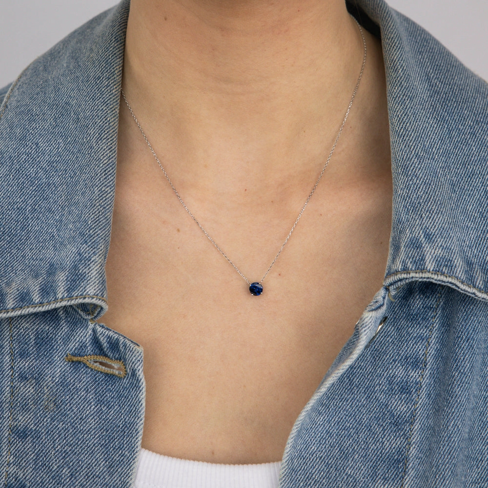 0.67 Carat Created Sapphire Pendant with 45cm Chain in 9ct White Gold