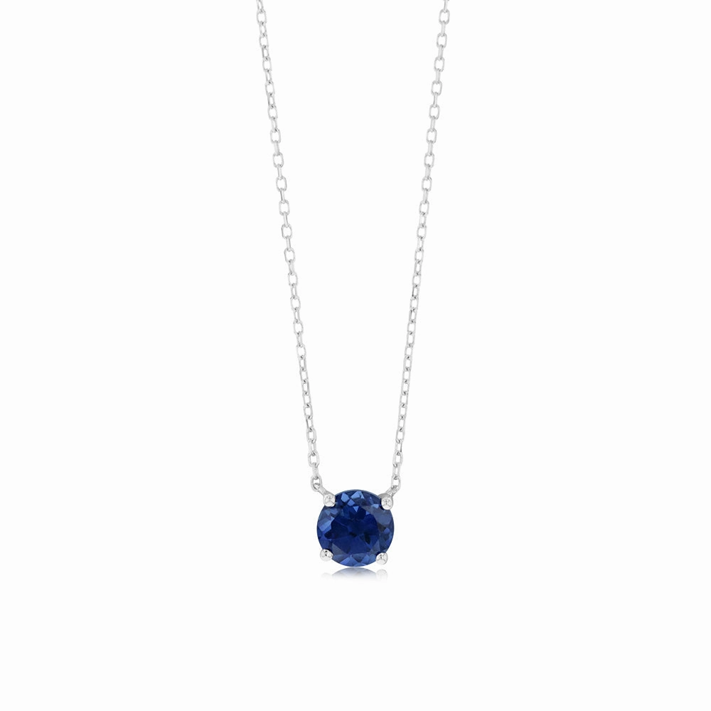 0.67 Carat Created Sapphire Pendant with 45cm Chain in 9ct White Gold