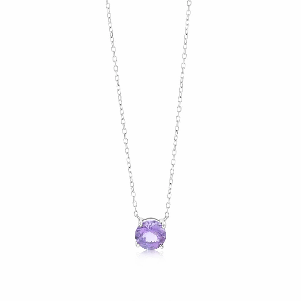 0.76 Carat Amethyst Pendant with 45cm Chain in 9ct White Gold
