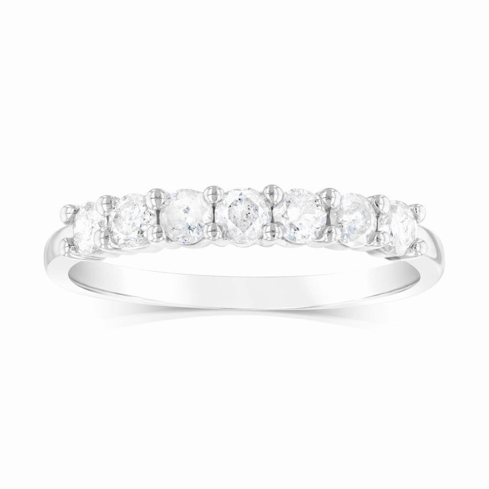 10ct White Gold 0.45 Carat Diamond Eternity Ring with 7Round Brilliant Cut Diamonds