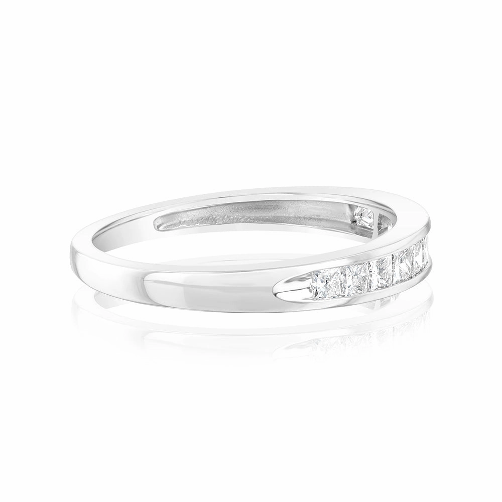 10ct White Gold 0.45 Carat Diamond Eternity Ring with Princess Cut Diamonds