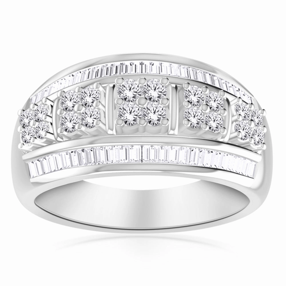 10ct White Gold 1 Carat Diamond Dress Ring