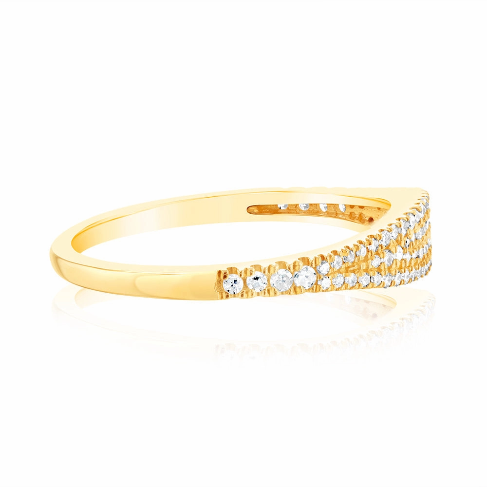 10ct Yellow Gold Fancy Ring in 1/5 Carat Natural Diamonds