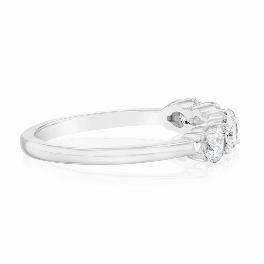 14ct White Gold 0.95 Carat Diamond Eternity Ring with 5 Round Brilliant Cut Diamonds