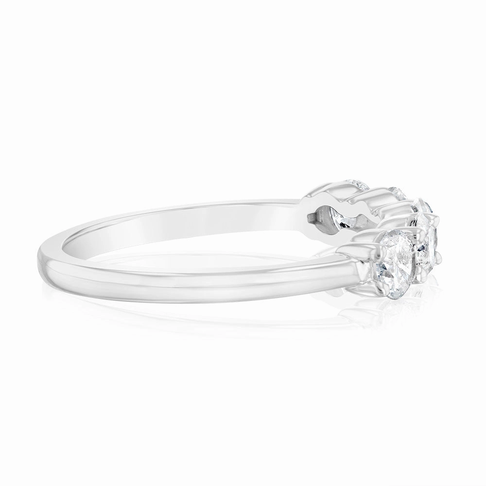 14ct White Gold 0.95 Carat Diamond Eternity Ring with 5 Round Brilliant Cut Diamonds
