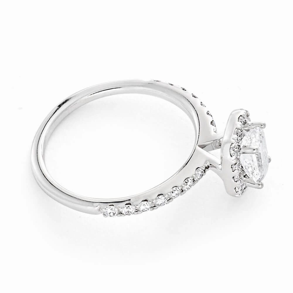 14ct White Gold 1.20 Carat Diamond Ring with 3/4 Carat Emerald Centre Diamond