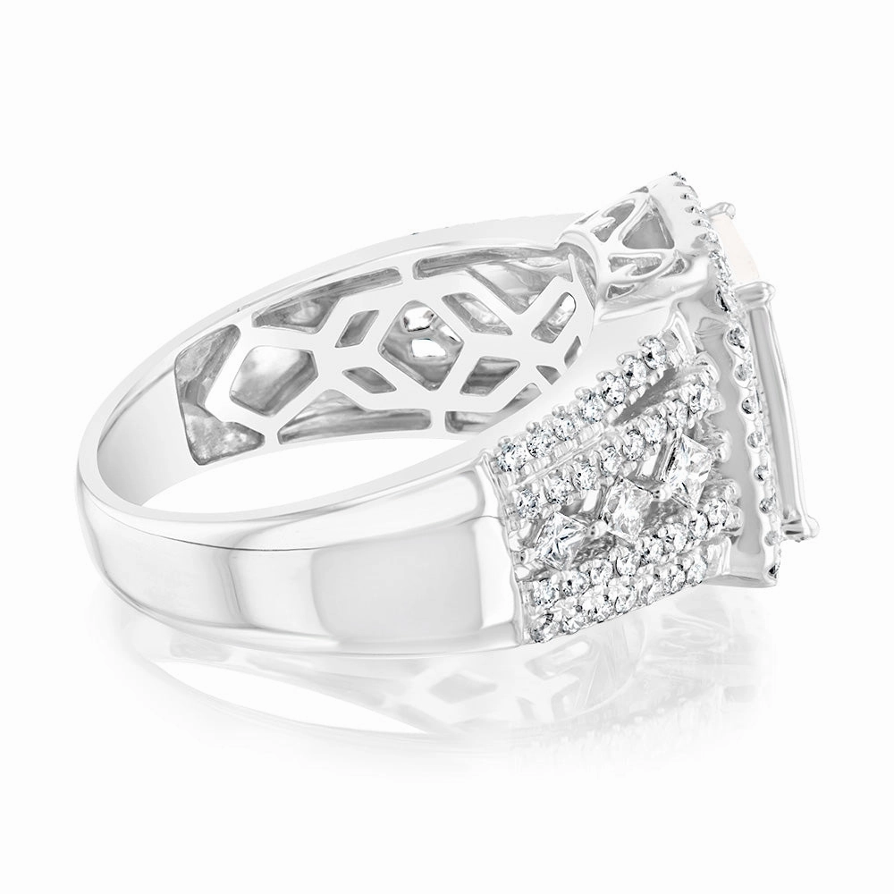 14ct White Gold 1.4 Carat Diamond Ring with Princess and Brilliant Cut Diamonds