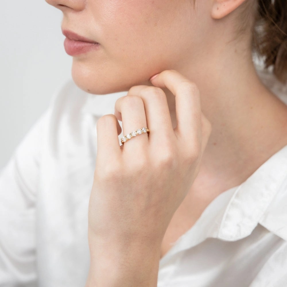 14ct Yellow Gold 0.95 Carat Diamond Eternity Ring with 5 Round Brilliant Cut Diamonds