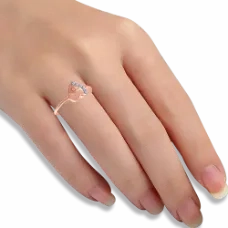 14k (585) Rose Gold And Diamond Ring For Women