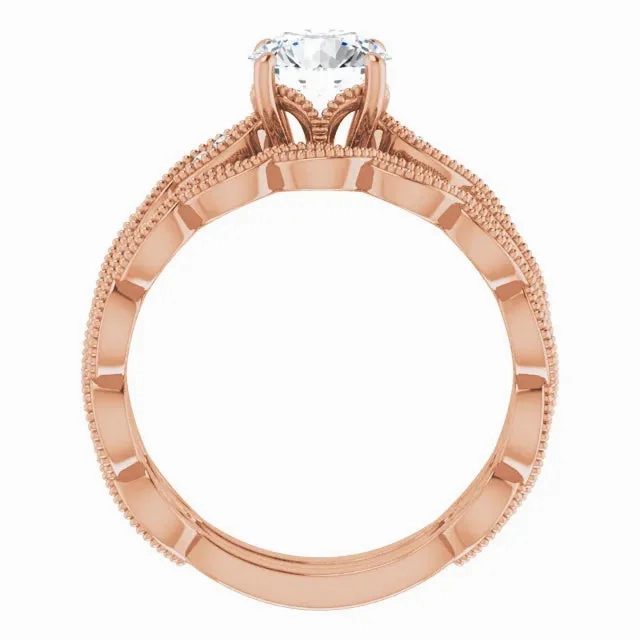 14K Gold 6.5 mm Round Solitaire Vintage-inspired Engagement Ring