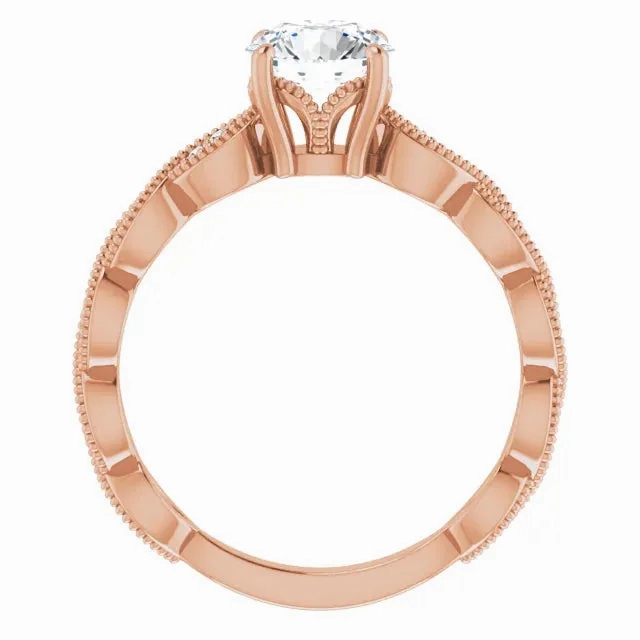 14K Gold 6.5 mm Round Solitaire Vintage-inspired Engagement Ring