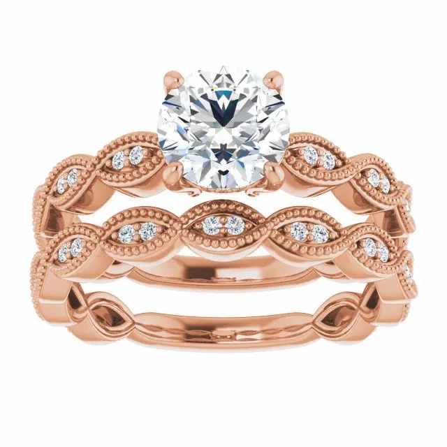 14K Gold 6.5 mm Round Solitaire Vintage-inspired Engagement Ring