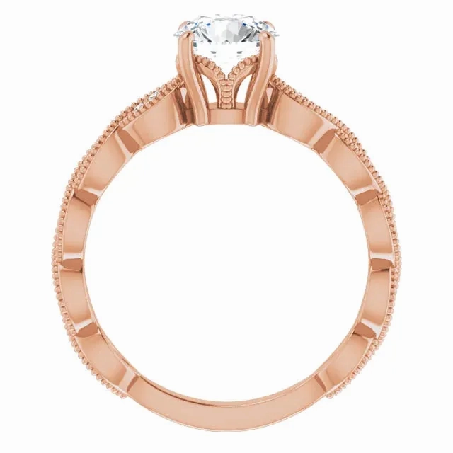 14K Gold 6.5 mm Round Solitaire Vintage-inspired Engagement Ring