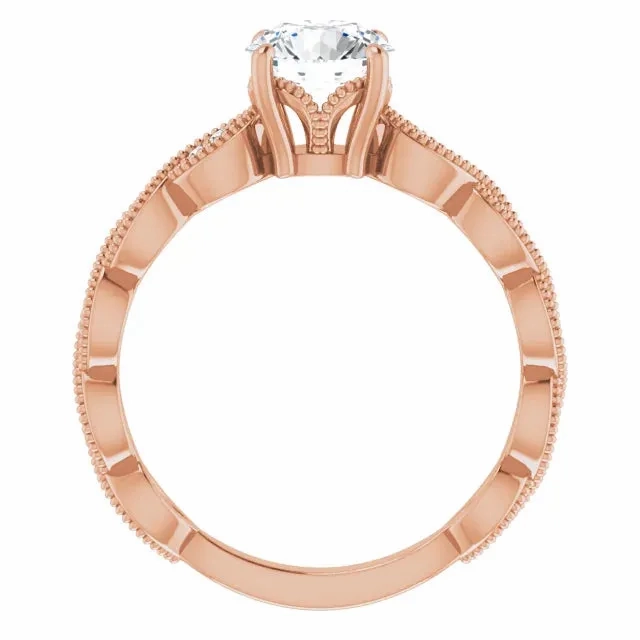 14K Gold 6.5 mm Round Solitaire Vintage-inspired Engagement Ring