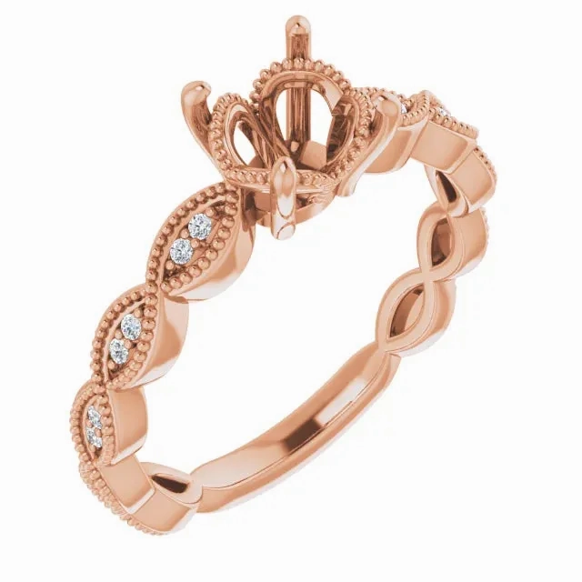 14K Gold 6.5 mm Round Solitaire Vintage-inspired Engagement Ring