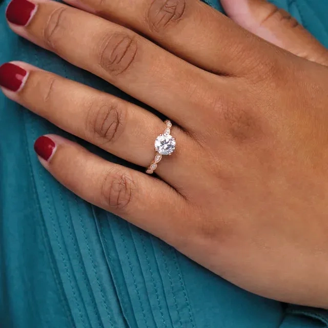 14K Gold 6.5 mm Round Solitaire Vintage-inspired Engagement Ring