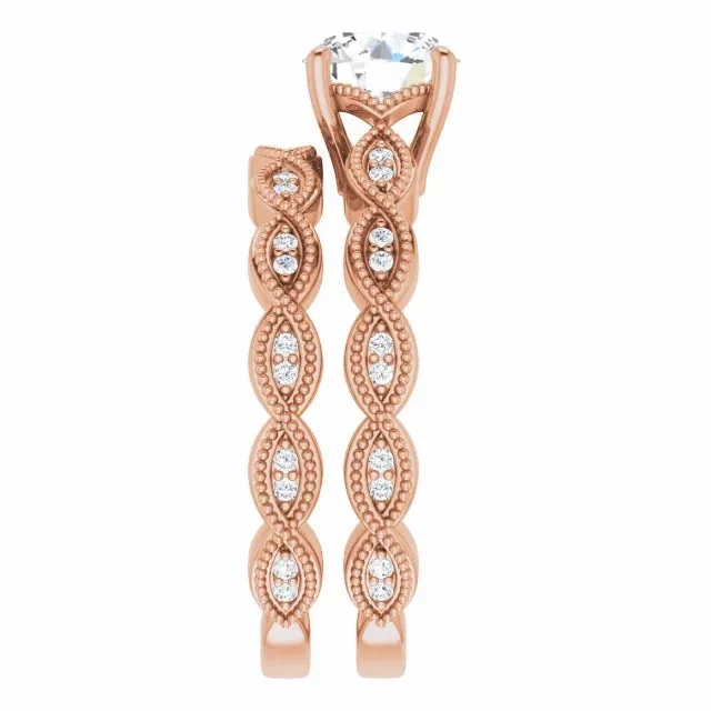 14K Gold 6.5 mm Round Solitaire Vintage-inspired Engagement Ring