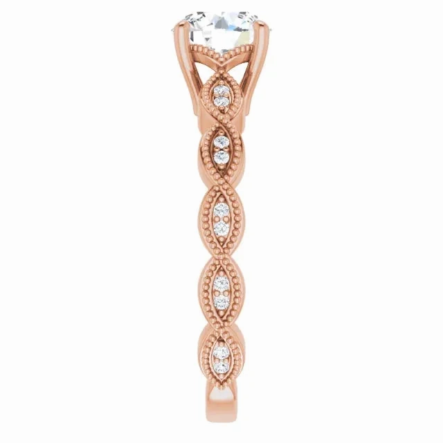 14K Gold 6.5 mm Round Solitaire Vintage-inspired Engagement Ring