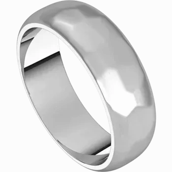 14k Gold 6mm Half Round Regular Classic Wedding Band with Satin Rock or Satin Hammered Finish