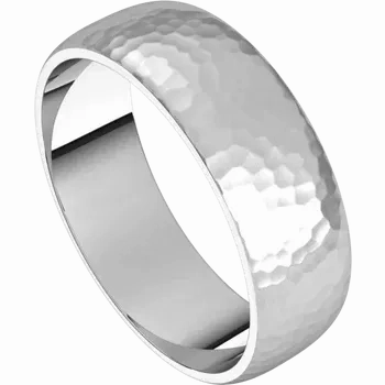 14k Gold 6mm Half Round Regular Classic Wedding Band with Satin Rock or Satin Hammered Finish