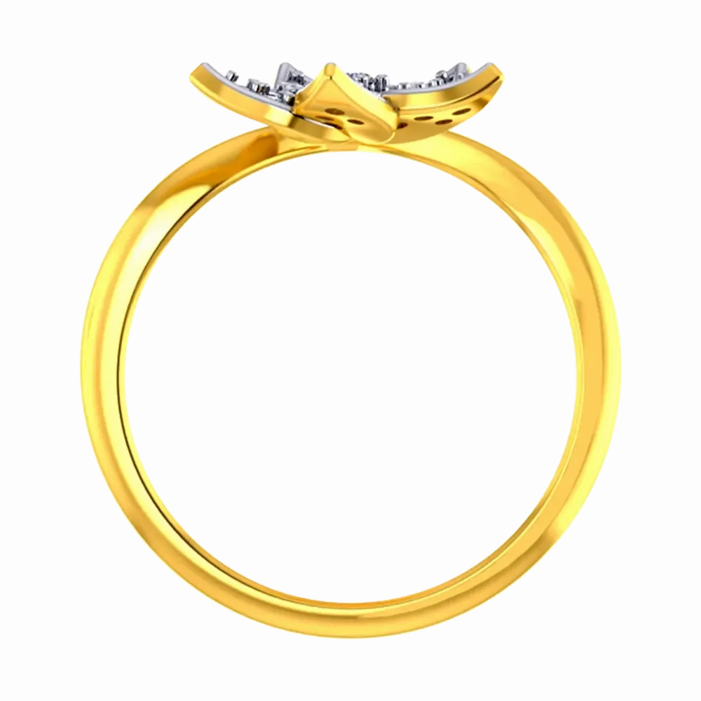 14k Gold Ring With A Heart And A Five-petal Flower Design