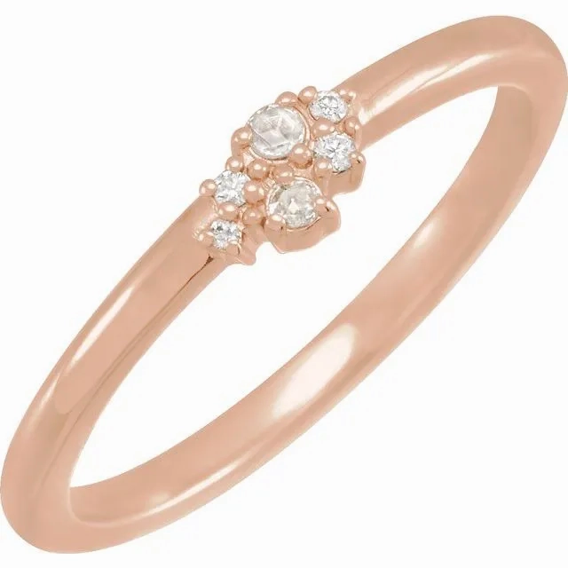 14K Gold Ring with Rose-Cut &amp; Faceted Diamond