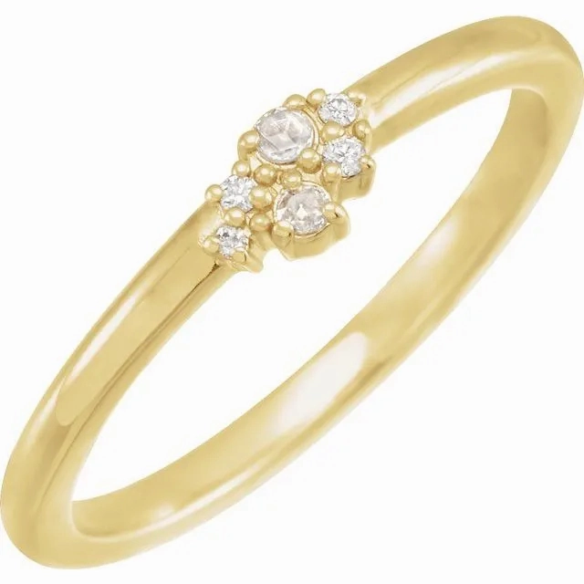 14K Gold Ring with Rose-Cut &amp; Faceted Diamond