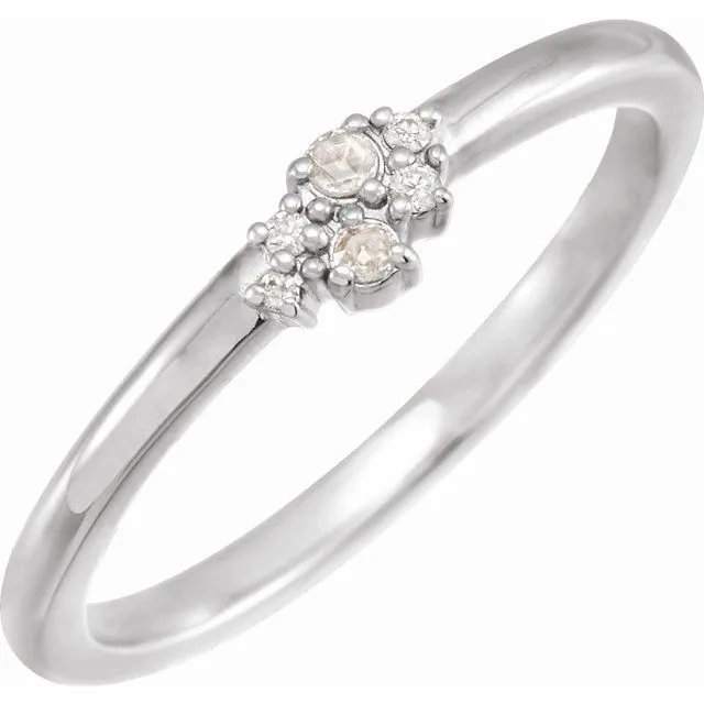 14K Gold Ring with Rose-Cut &amp; Faceted Diamond