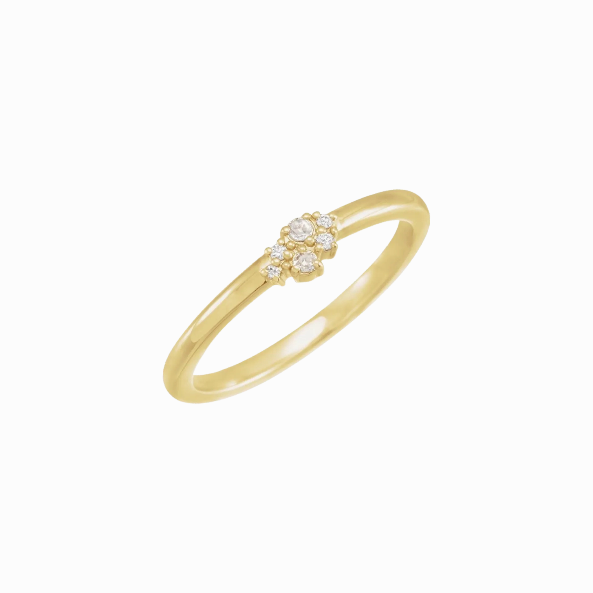 14K Gold Ring with Rose-Cut &amp; Faceted Diamond