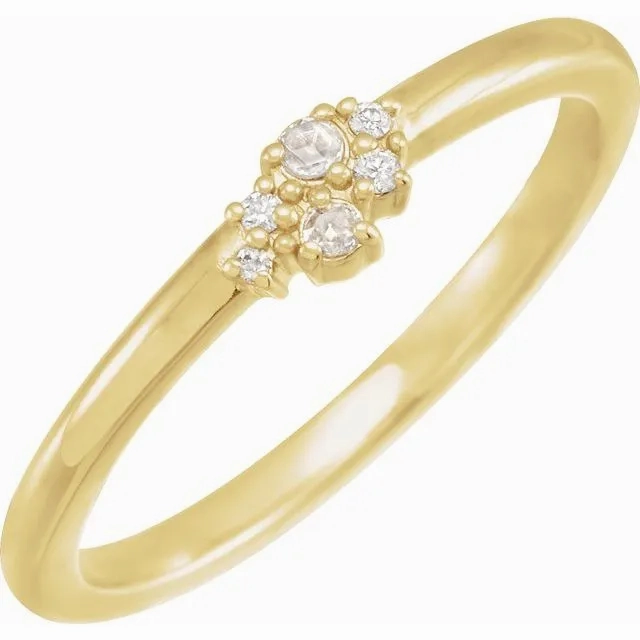 14K Gold Ring with Rose-Cut &amp; Faceted Diamond