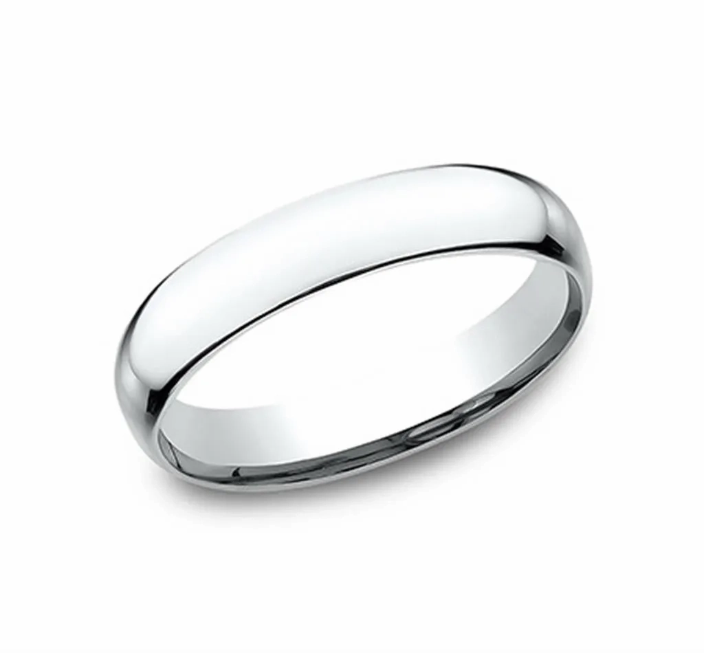 14K White Gold 4mm Super Light Comfort Fit Wedding Band