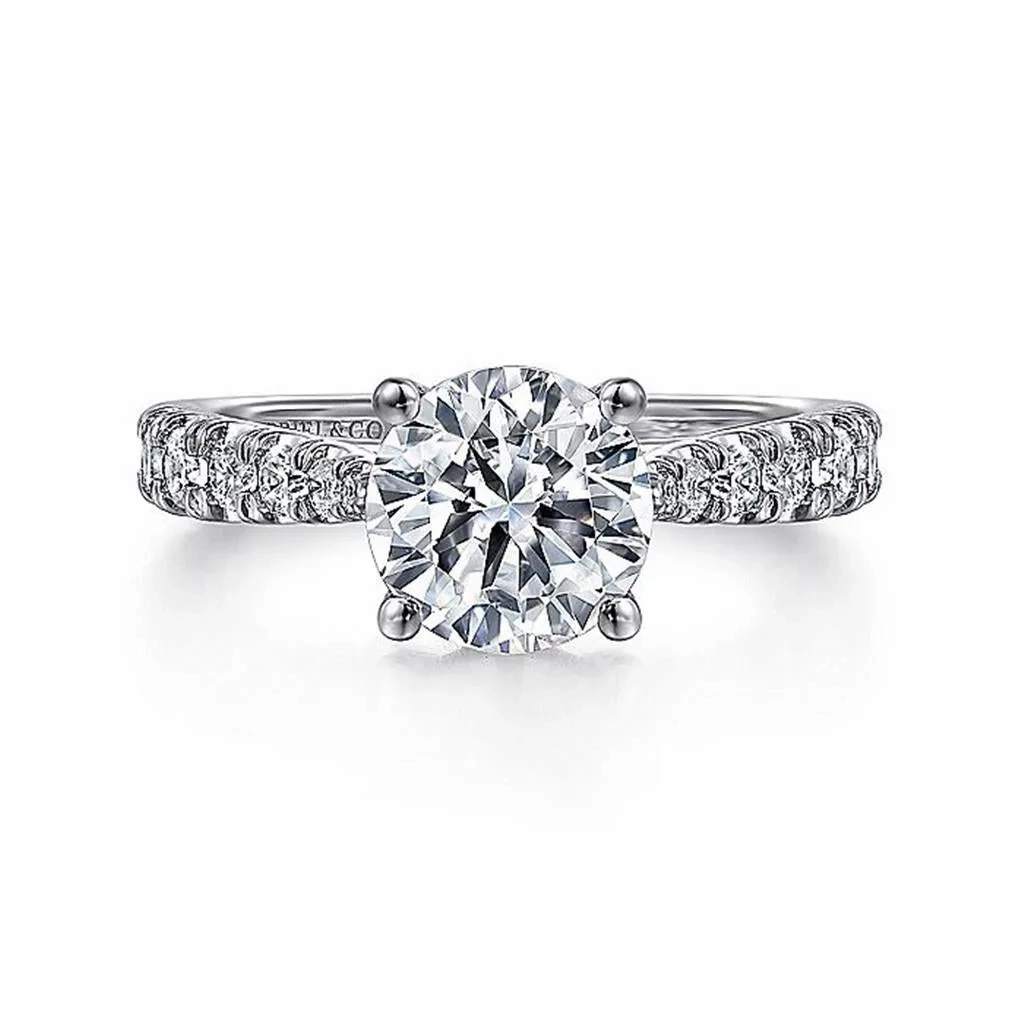 14K White Gold 'Avery' Classic Round Diamond Engagement Ring