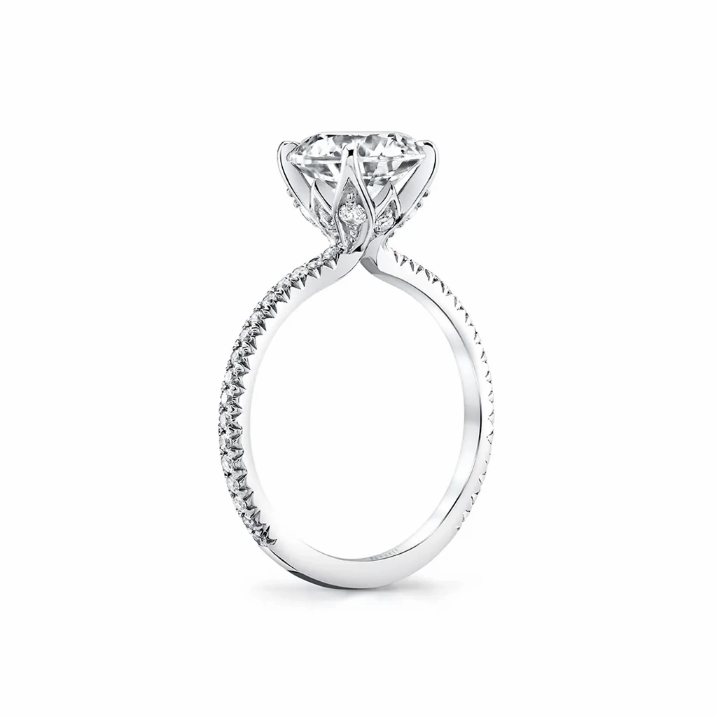 14K White Gold 'Jasmine' Hidden Halo Round Natural Diamonds Natural Diamonds Engagement Ring