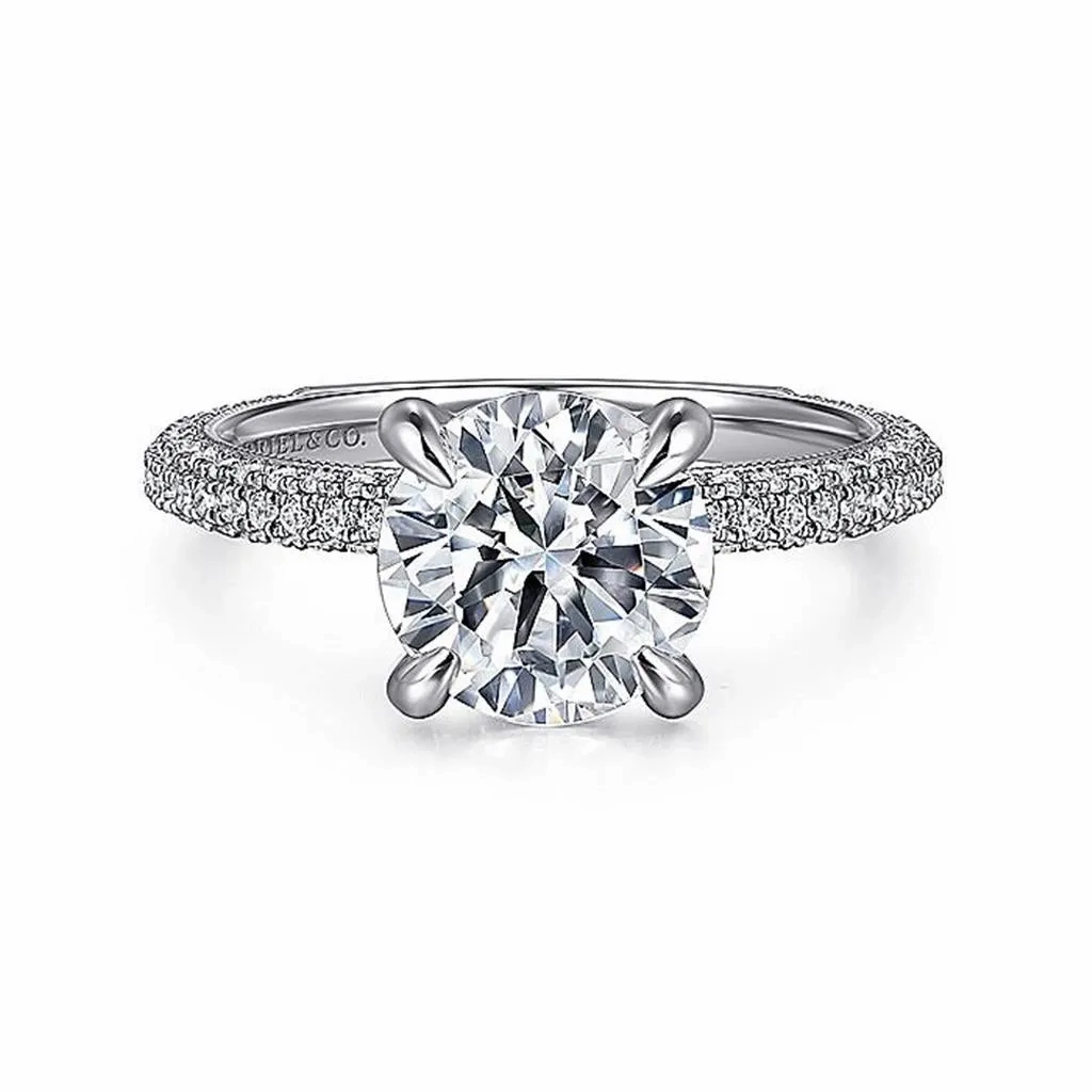 14K White Gold 'Xenia' Round Diamond Engagement Ring