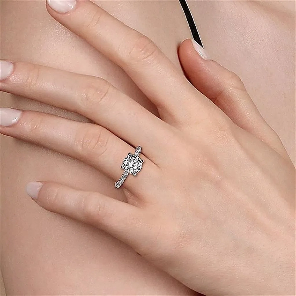14K White Gold 'Xenia' Round Diamond Engagement Ring