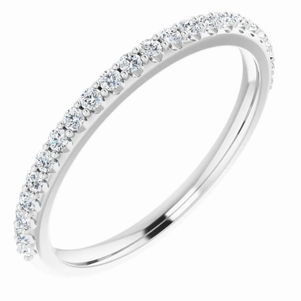 14K White Gold Half Anniversary Natural Diamonds Band