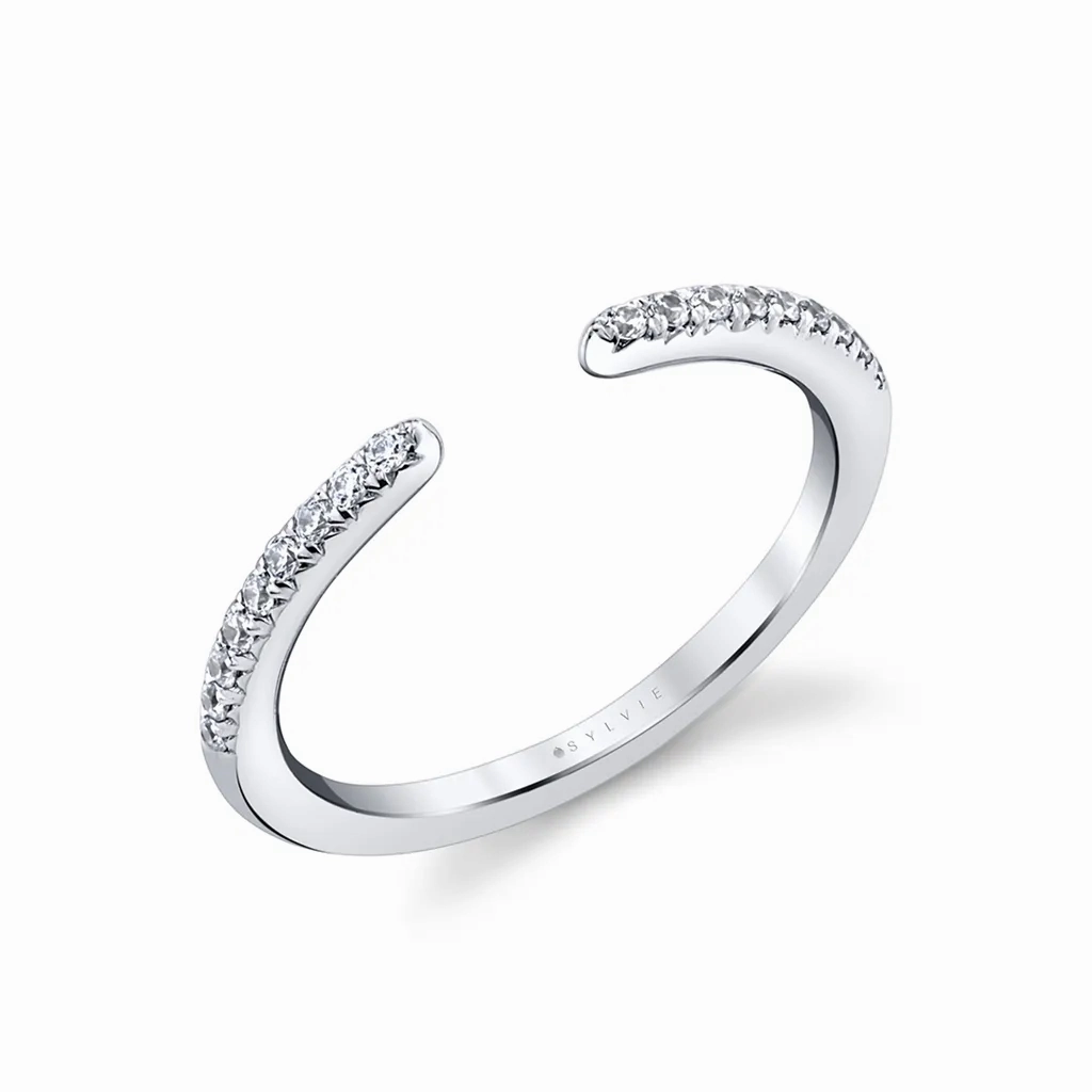 14K White Gold Open Diamond Band