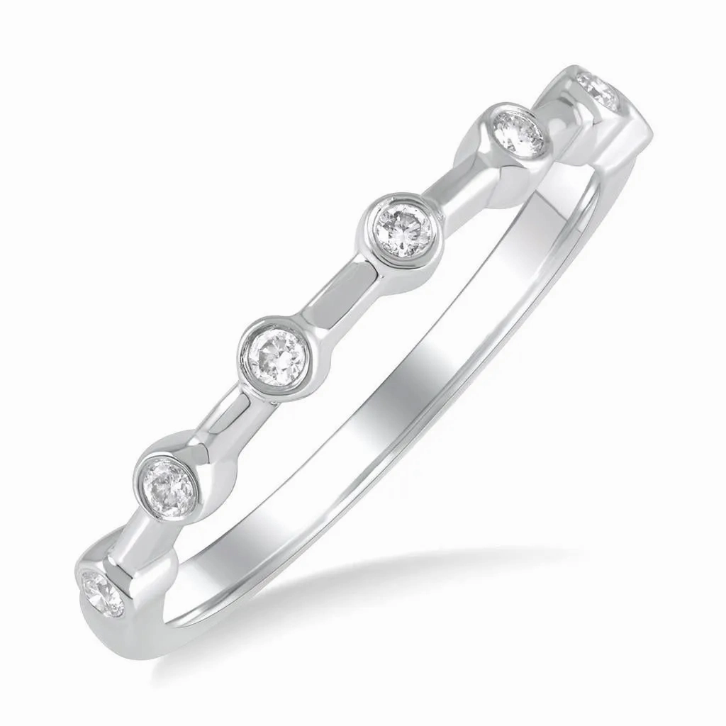 14K White Gold Stackable Natural Diamonds Ring