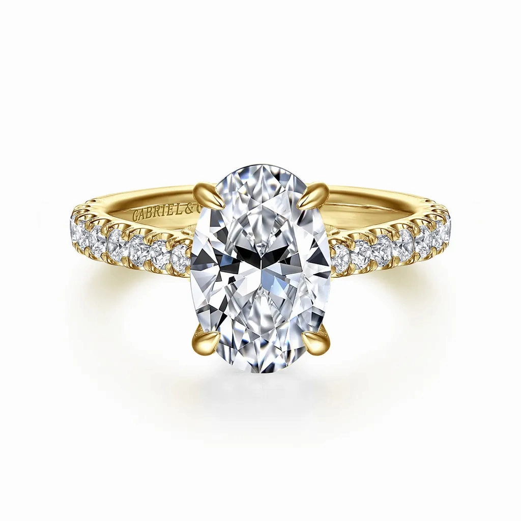 14K Yellow Gold 'Gaia' Classic Oval Natural Diamonds Natural Diamonds Engagement Ring