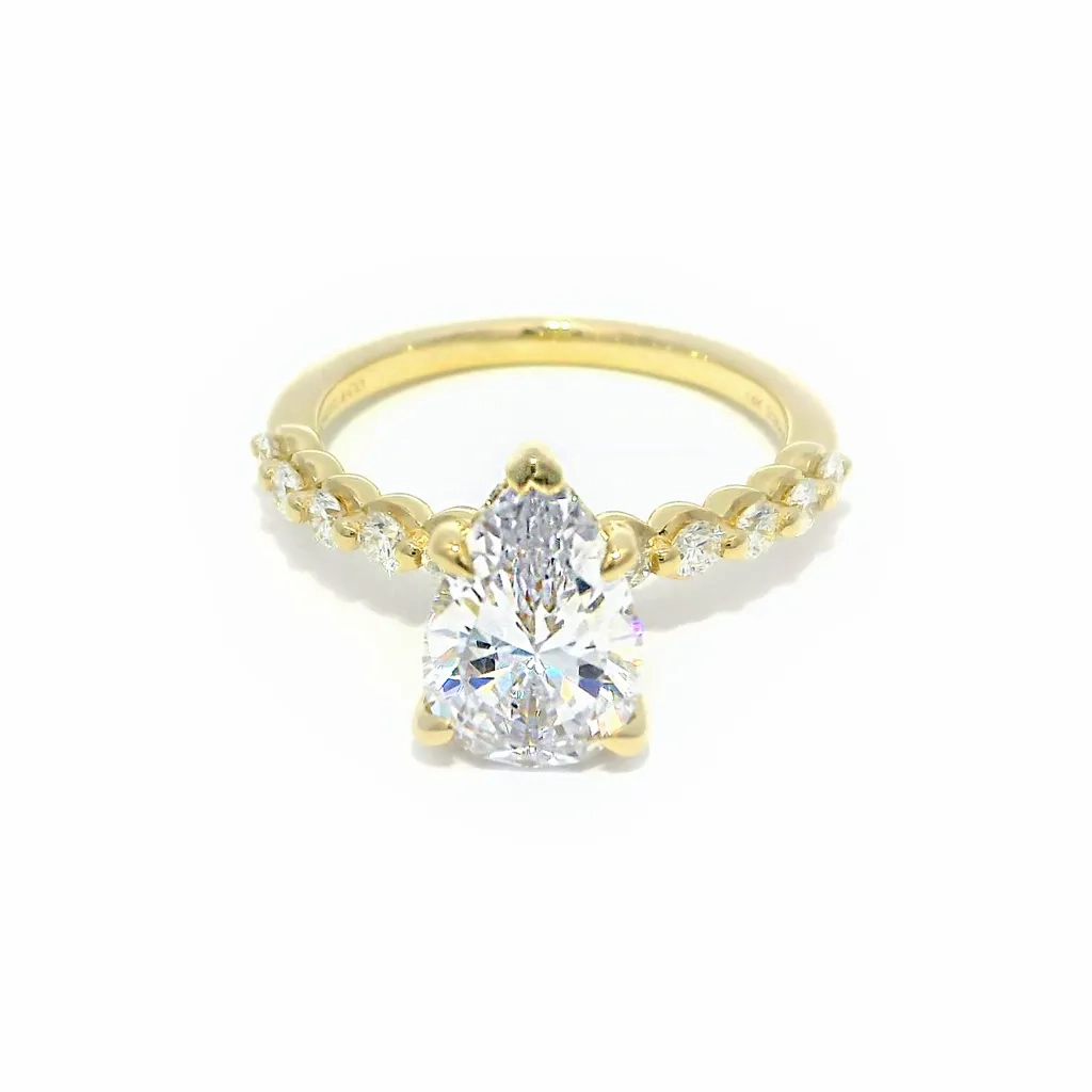 14K Yellow Gold 'Kim' Hidden Halo Pear Diamond Engagement Ring