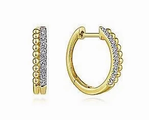 14K Yellow Gold Bujukan Pave 10mm Diamond Huggie Earrings
