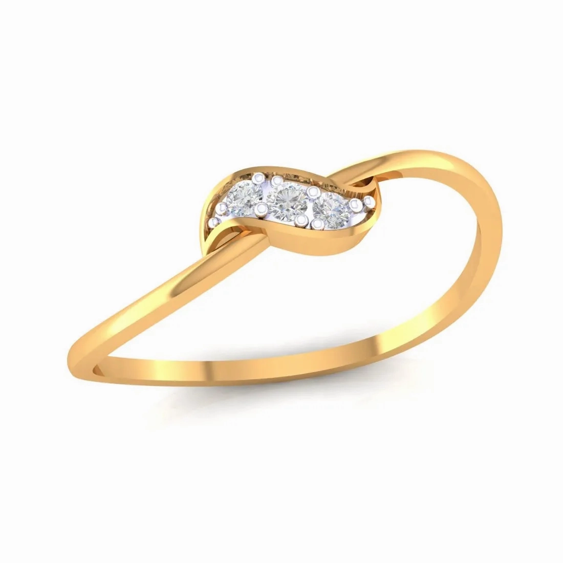 14K Yellow Gold Graceful Diamond Ring for Women - Elegant &amp; Charming