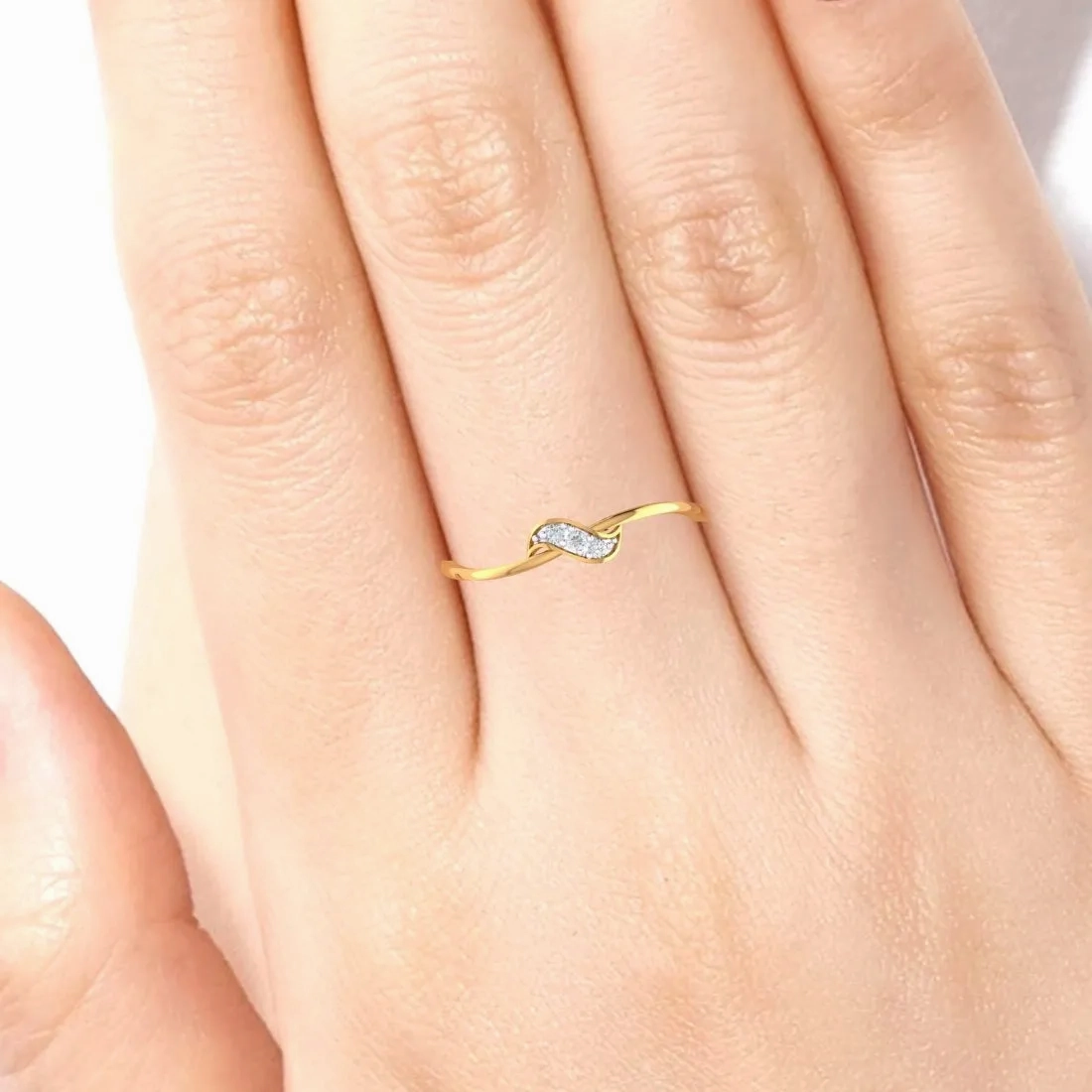 14K Yellow Gold Graceful Diamond Ring for Women - Elegant &amp; Charming