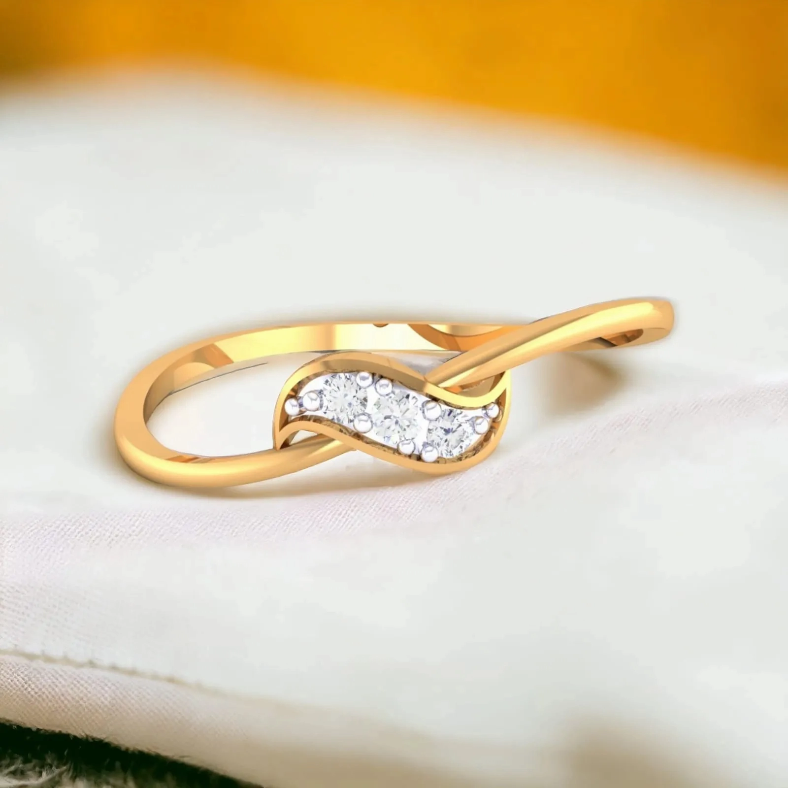 14K Yellow Gold Graceful Diamond Ring for Women - Elegant &amp; Charming
