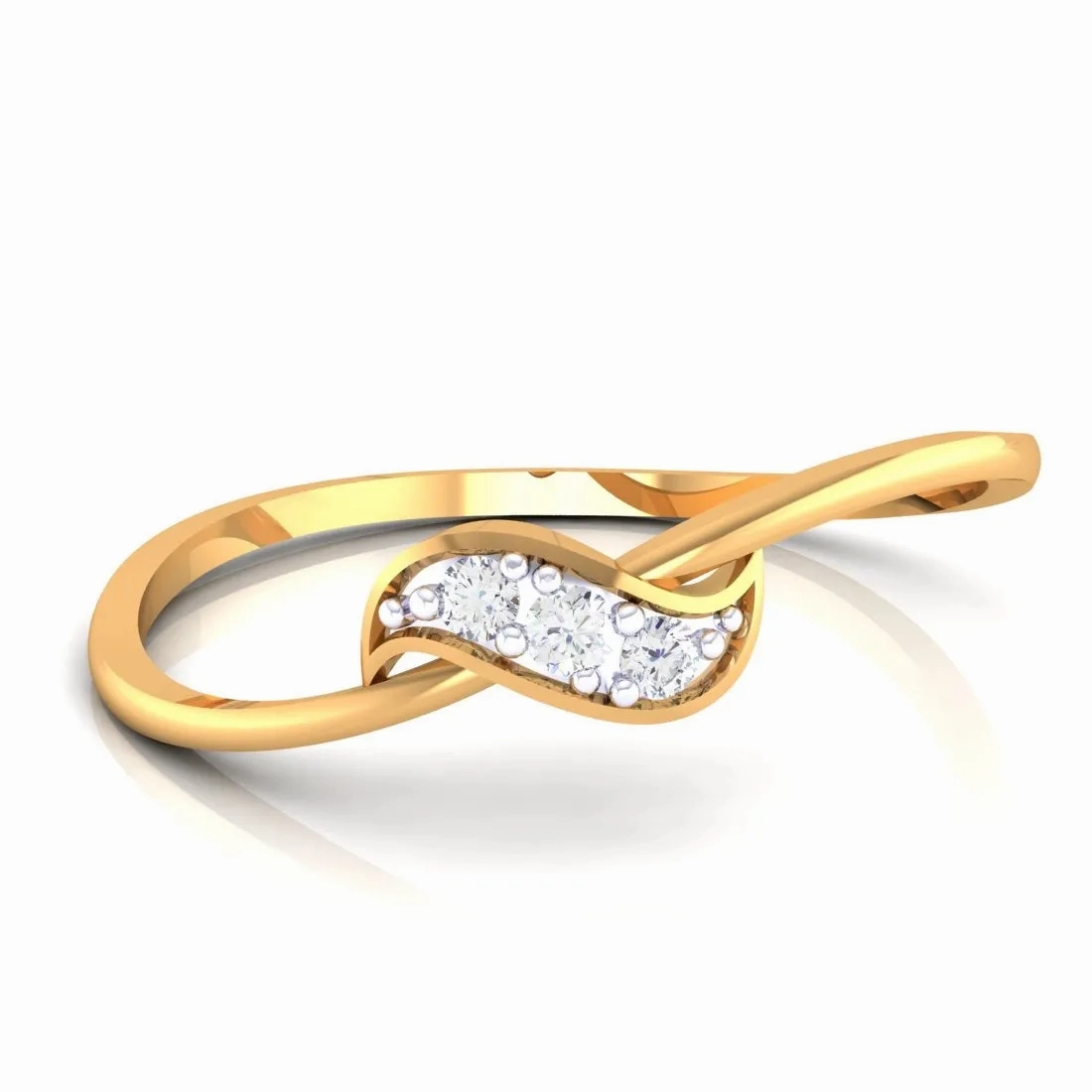 14K Yellow Gold Graceful Diamond Ring for Women - Elegant &amp; Charming