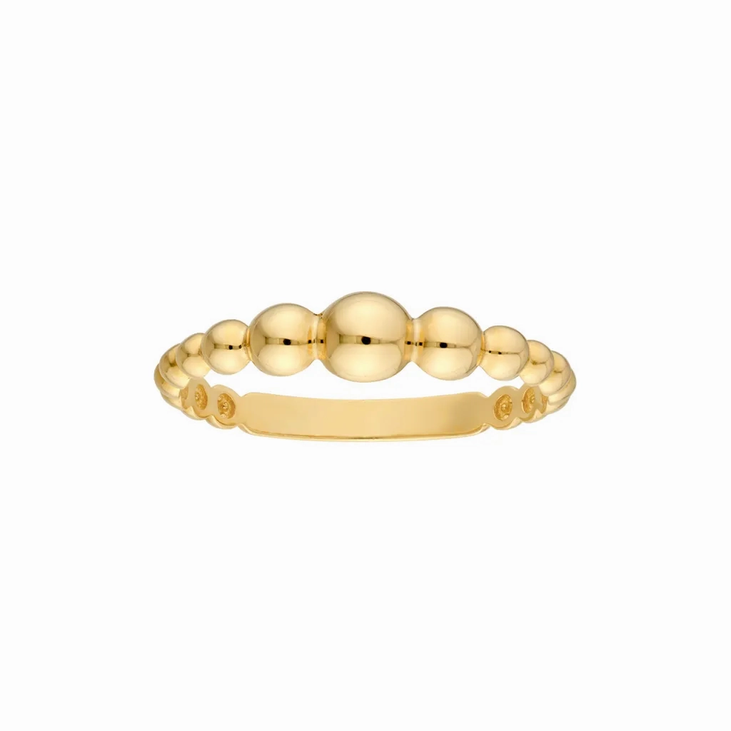 14K Yellow Gold Graduated Bead Ring