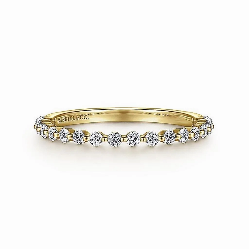 14K Yellow Gold Single Prong Diamond Anniversary Band