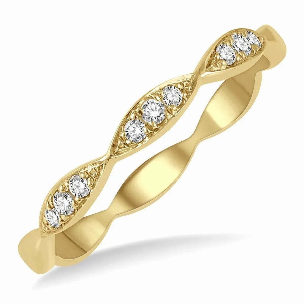 14K Yellow Gold Stackable Natural Diamonds Ring