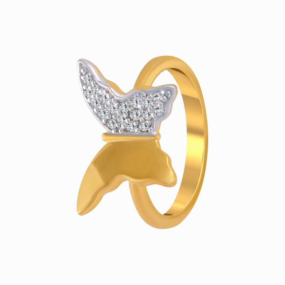 14KT (585) Yellow Gold And American Diamond Ring For Women